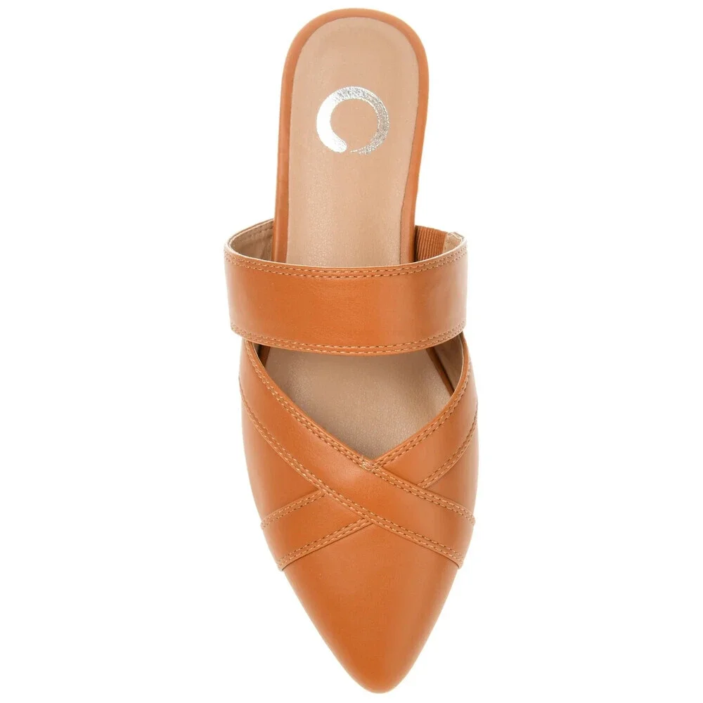 Journee Collection Stasi Flat Women's 8 Brown Leather Pointed Toe Mule GAL1632